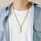 Titanium Steel Roman Numeral Bar Necklace in black and silver-tone view 6