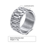 Stainless Steel Link Band Ring, black finish, textured view 7