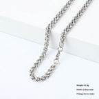 Titanium Steel Wheat Chain Necklace gold-tone on white background view 4