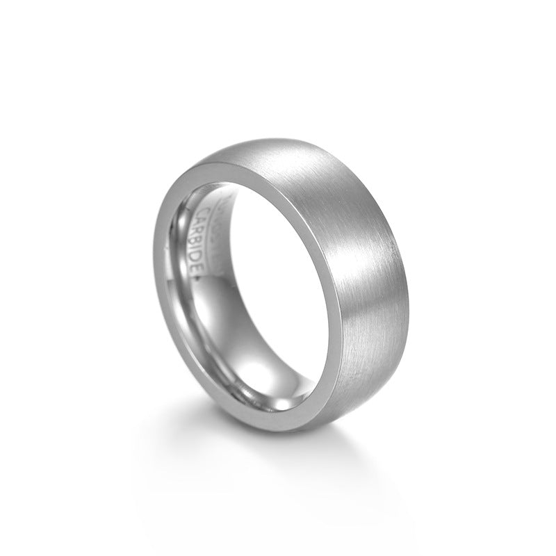 Brushed Matte Tungsten Carbide Ring black and silver view 5