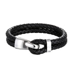 Two-Strand Leather Hook Bracelet, smooth gold-tone finish view 3