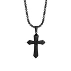 The Zircon Cross Pendant Necklace in Titanium Steel, view 7