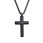 Lord's Prayer Cross Pendant Necklace black finish