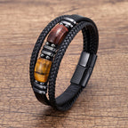 The Multi-Strand Leather and Tiger Eye Bracelet, view 7