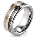 Tungsten Carbide Antler Meteorite Inlay Ring with polished finish view 2