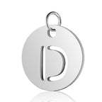 Stainless Steel Initial Disc Pendant, silver, hollow letter Z view 7