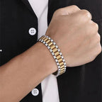 Stainless Steel President Link Bracelet gold-tone finish view 4