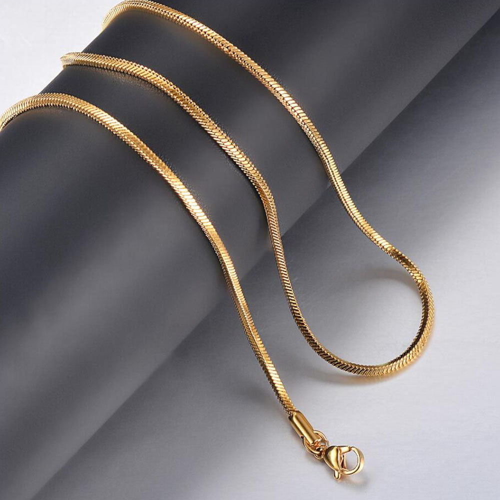 Gold-Tone Stainless Steel Snake Chain on dark background