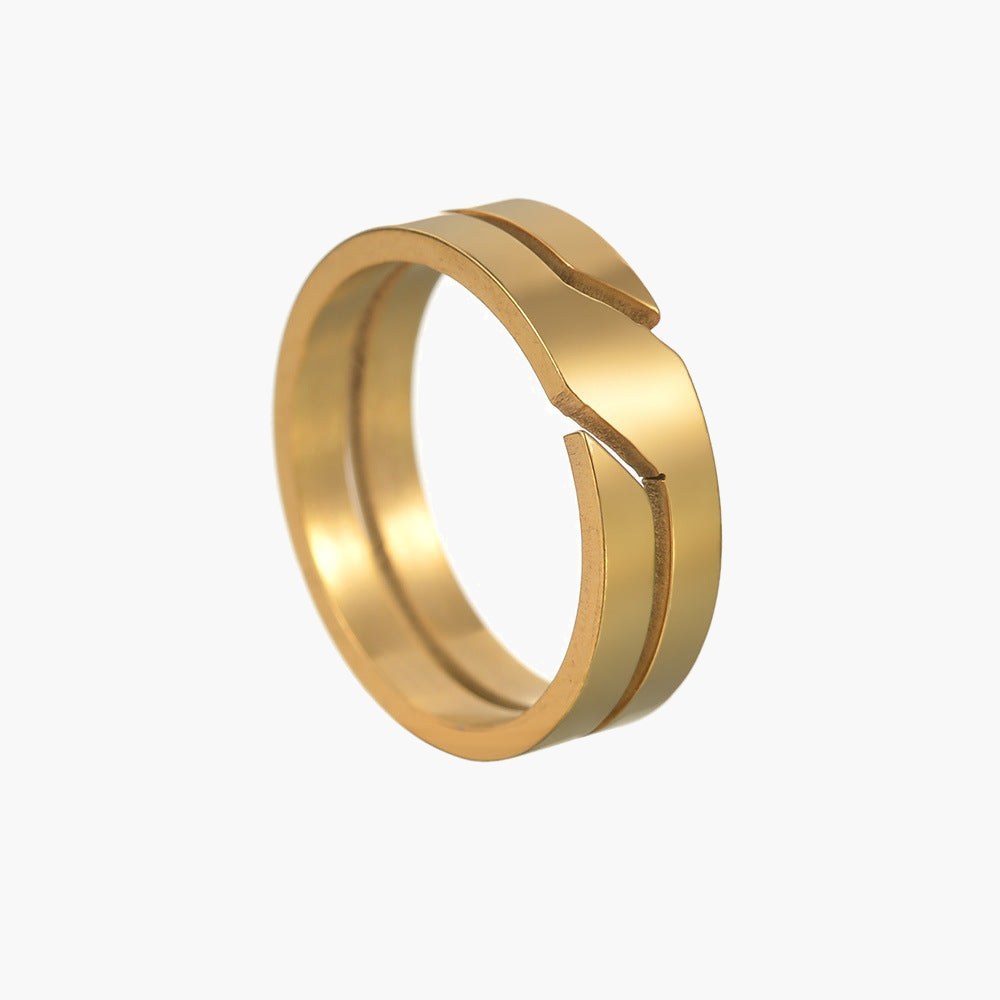 6mm Geometric Cut-Out Stainless Steel Ring in silver, gold, and black finishes view 3