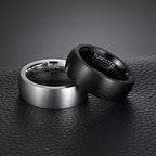Brushed Matte Tungsten Carbide Ring black and silver view 3