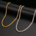 9mm Titanium Steel Cuban Link Chain, gold-tone, close-up view 3