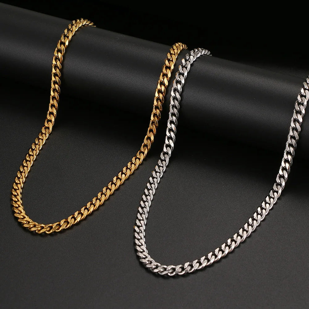 9mm Titanium Steel Cuban Link Chain, gold-tone, close-up view 3