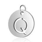 Stainless Steel Initial Disc Pendant, silver, hollow letter Z view 19