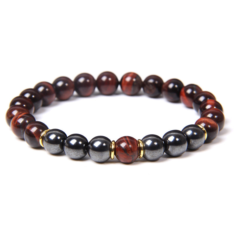 The Tiger Eye and Black Stone Bead Bracelet, view 2