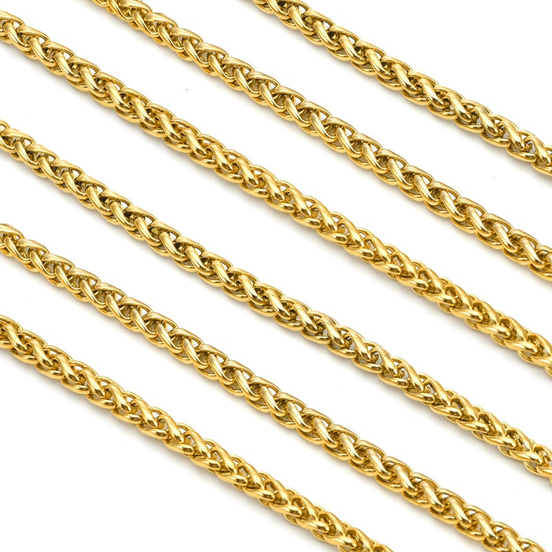 4mm Wheat Link Chain Necklace gold-tone clean shot view 3