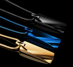 Tungsten Carbide Geometric Pendant Necklace in black, blue, and gold finishes