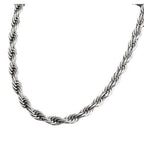 6mm Titanium Steel Rope Chain Necklace on black background view 3