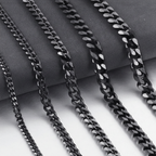 3-9mm Stainless Steel Curb Link Chain in silver, gold, and black finishes view 11