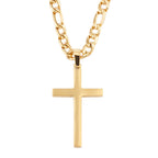 Titanium Steel Figaro Chain Cross Pendant gold-tone finish