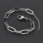 Titanium Steel Paperclip Link Bracelet, silver-tone, minimalist design view 4