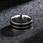 8mm Stainless Steel Double Inlay Ring on a dark background