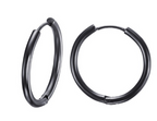 Thin Seamless Stainless Steel Hoop Earrings, silver finish view 4