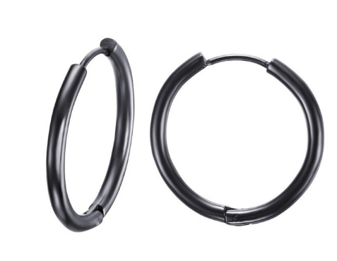 Thin Seamless Stainless Steel Hoop Earrings, silver finish view 4