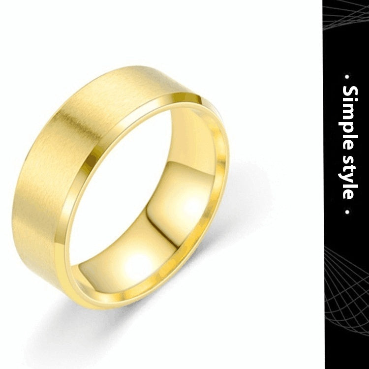 Matte Beveled Stainless Steel Band Ring in silver finish view 3