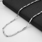 Titanium Steel Geometric Link Chain, steel color, minimalist view 2