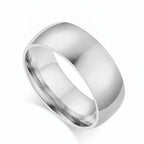 Domed Stainless Steel Band Ring, polished silver view 2