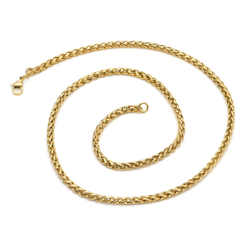 4mm Wheat Link Chain Necklace gold-tone clean shot view 2