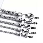 Stainless Steel Rope Chain Necklace on white display view 5