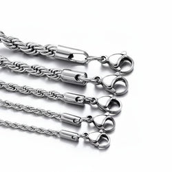 Stainless Steel Rope Chain Necklace on white display view 5