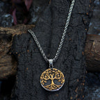 Titanium Steel Tree of Life Pendant Necklace with gold-tone finish view 2