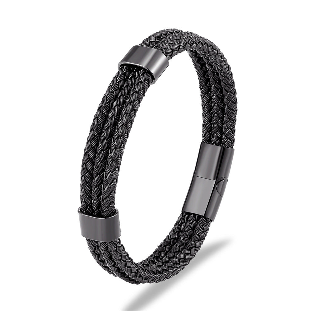 Titanium Steel Braided Magnetic Bracelet gold-tone view 4