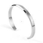 Minimalist Stainless Steel Cuff Bracelet gold-tone on wrist view 4