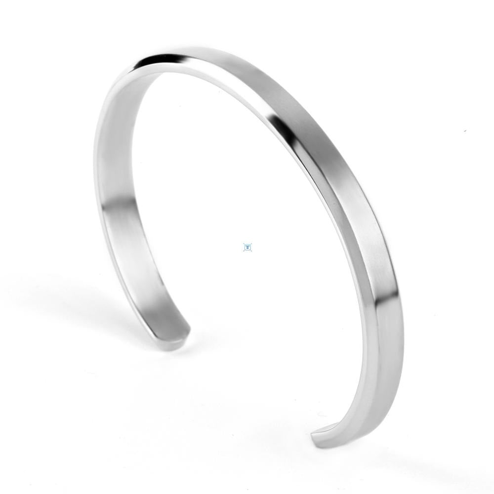 Minimalist Stainless Steel Cuff Bracelet gold-tone on wrist view 4