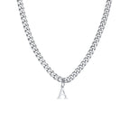 Stainless Steel Curb Chain Letter Pendant on white background view 2