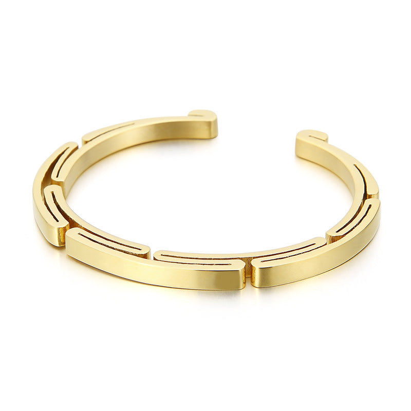 Geometric Link Cuff Bracelet, silver finish view 3
