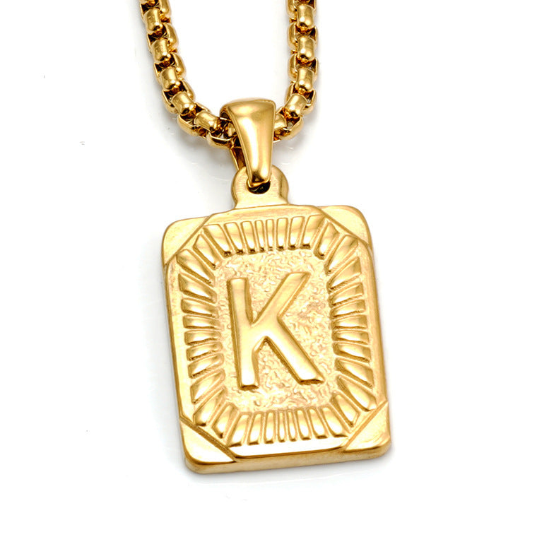 Gold-Tone Rectangular Initial Pendant Necklace with letter H view 12