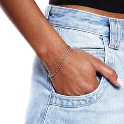 Stainless Steel Rope Chain Bracelet, gold-tone, product shot view 4