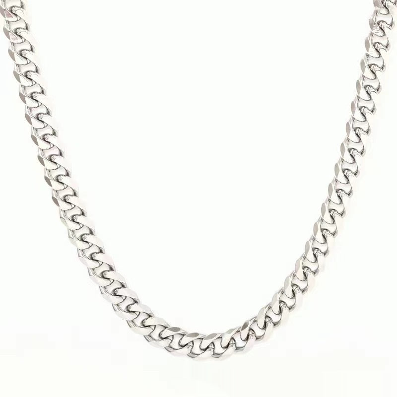 Cuban Link Chain Necklace silver-tone finish
