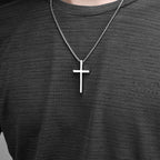 Stainless Steel Cross Pendant Necklace in silver, gold, and black finishes view 2