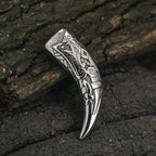 Stainless Steel Wolf Tooth Rune Pendant Necklace with chain view 3