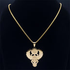 Egyptian Scarab Eye of Horus Pendant Necklace, gold-tone finish view 2