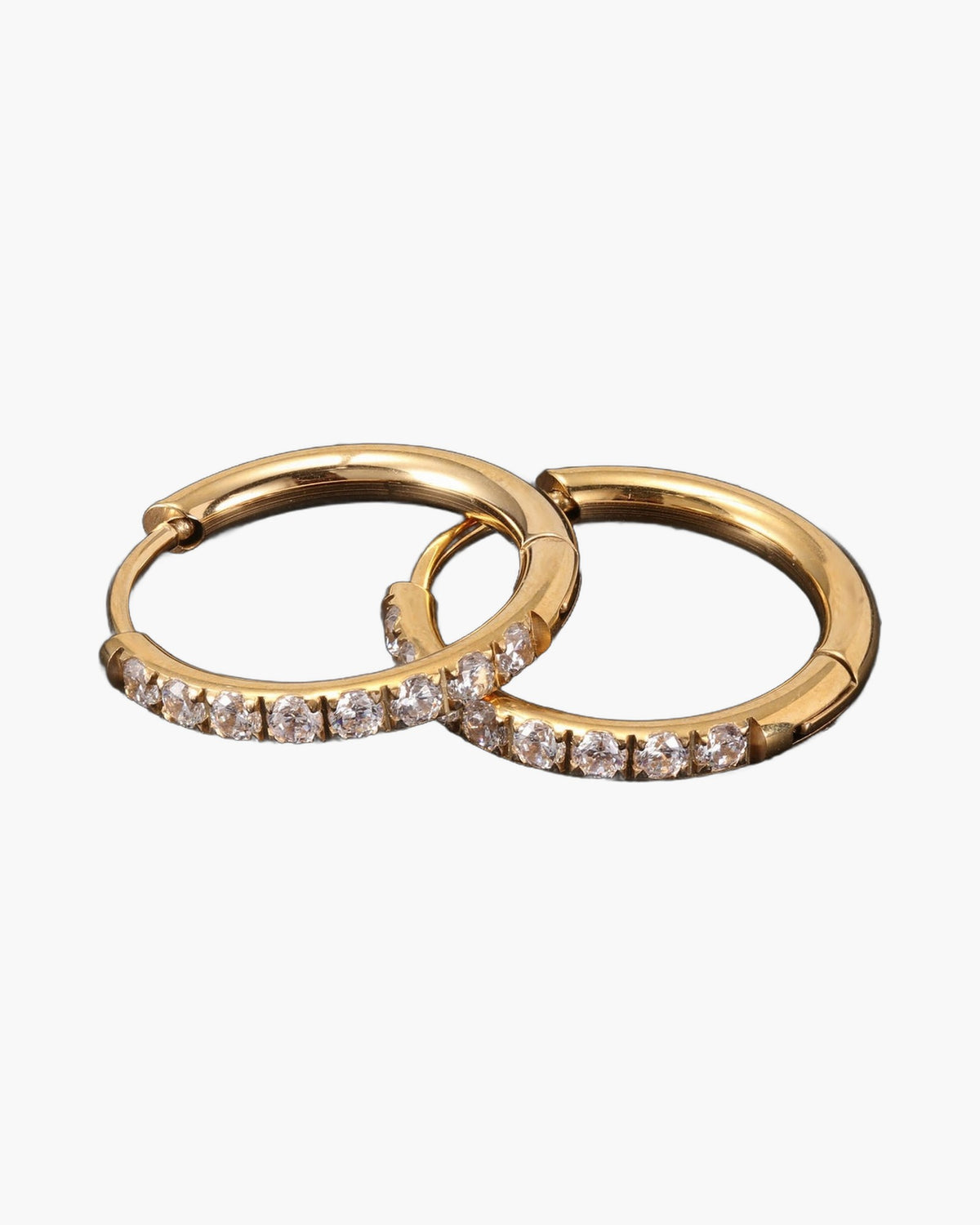 8-12mm CZ Inlaid Stainless Steel Hoop Earrings gold silver rose gold black