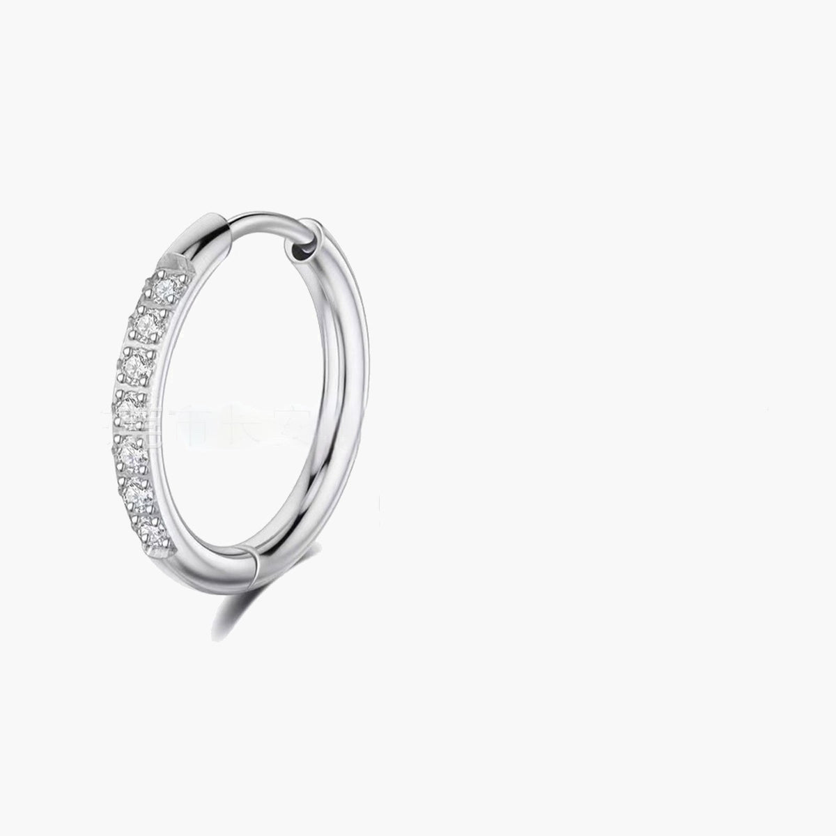 8-12mm CZ Inlaid Stainless Steel Hoop Earrings gold silver rose gold black view 5