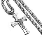 Byzantine Chain Crucifix Pendant Necklace gold-tone view 3