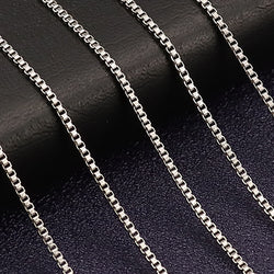 1.5mm Box Chain Necklace in silver and gold-tone finishes with lobster clasps view 4