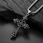 The Gothic Fleur Cross Pendant Necklace in Titanium Steel, view 3